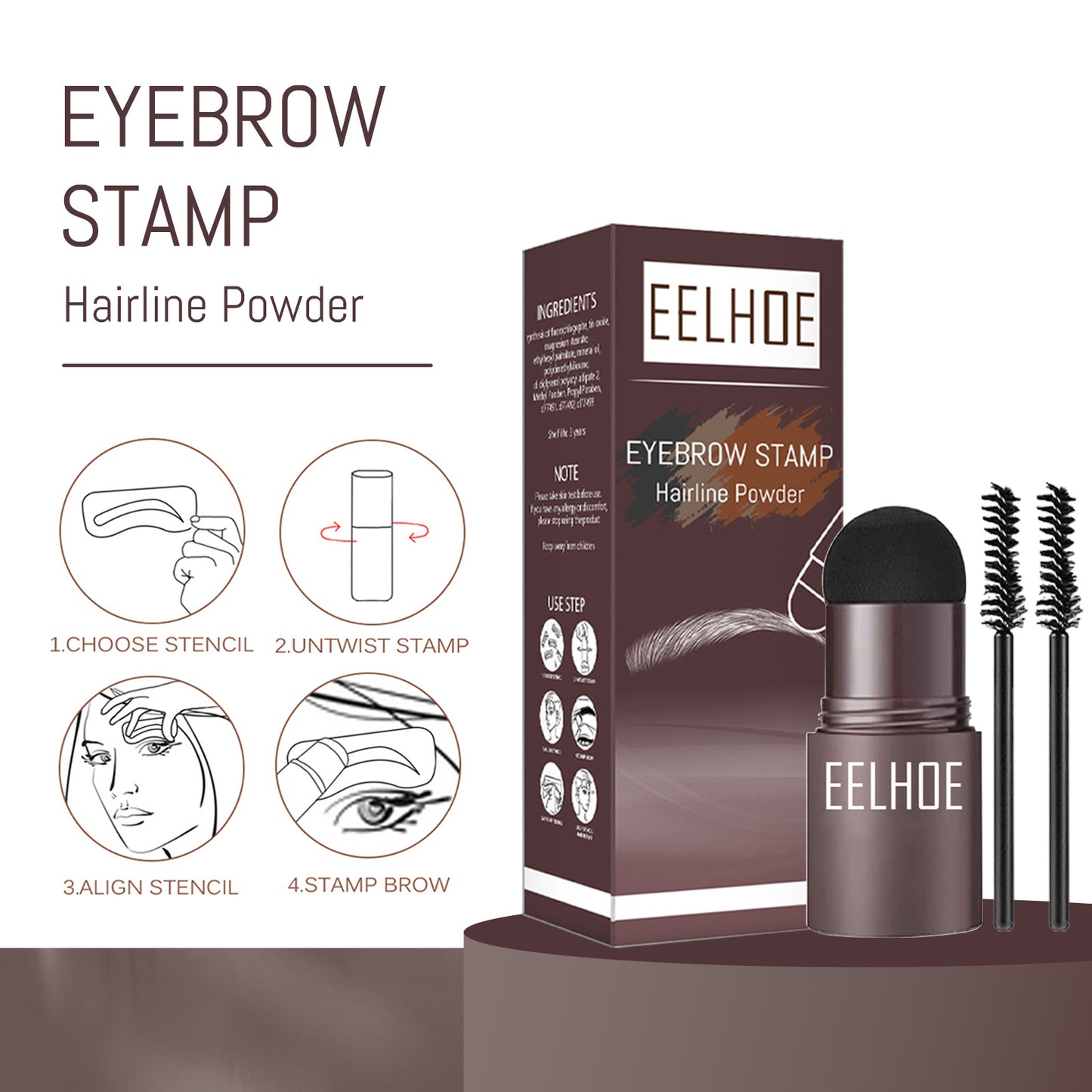 EELHOE Eyebrow Printing Mold Thrush Lazy Eyebrow Waterproof Anti-Sweat Hairline Powder Filling Makeup Eyebrow Cake Repairing Powder