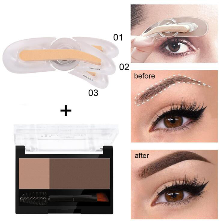 Adjustable Eyebrow Stamp Kit Double Color Perfect Arch Eyebrow Shadow Powder Palette Eyebrow Seal Eye Brow Enhancers Eye Brow