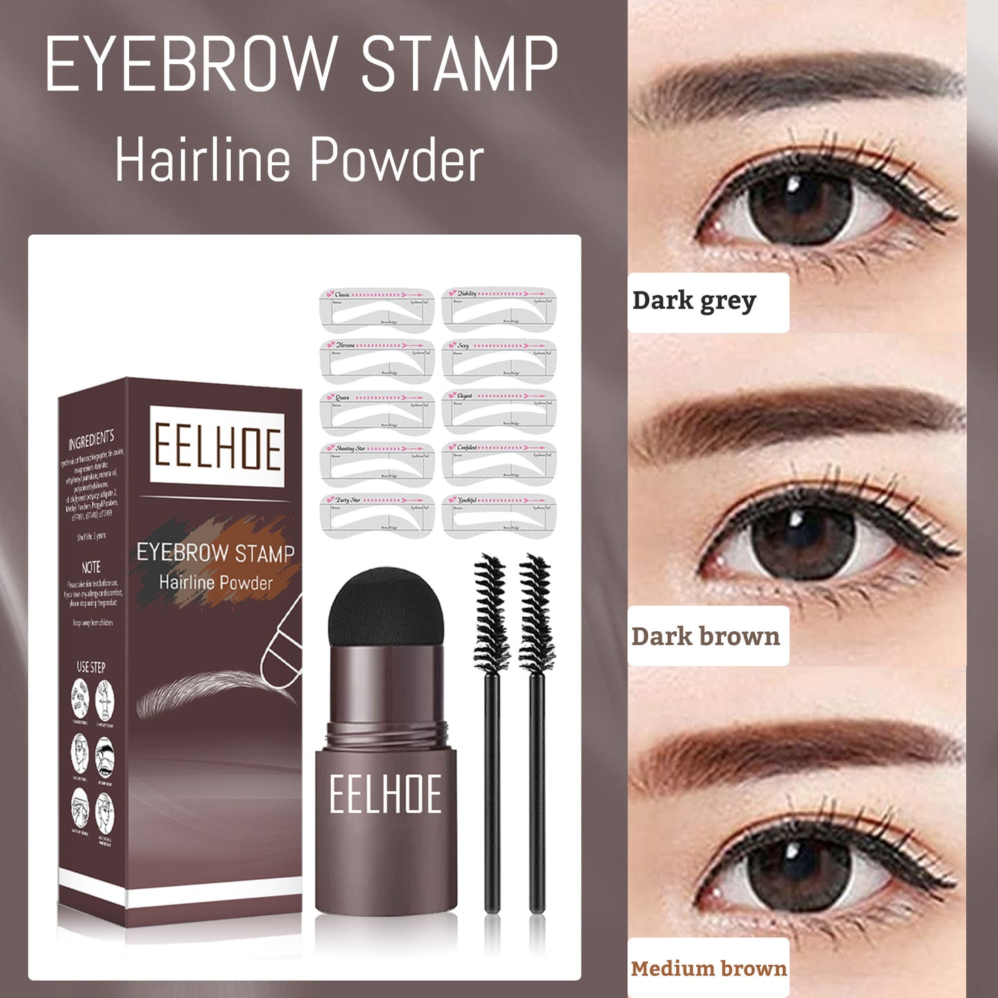 EELHOE Eyebrow Printing Mold Thrush Lazy Eyebrow Waterproof Anti-Sweat Hairline Powder Filling Makeup Eyebrow Cake Repairing Powder