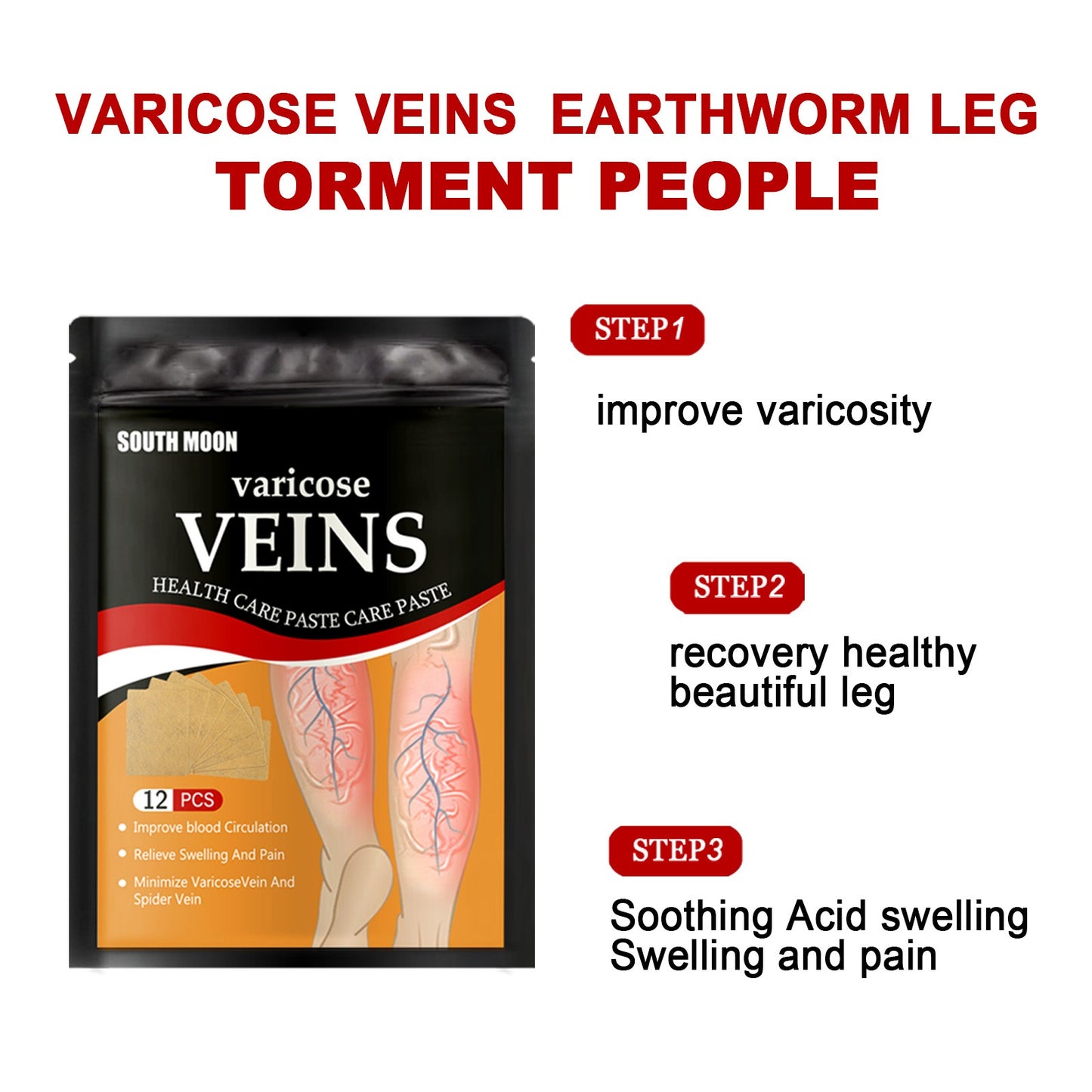 Venous health patch relieves varicose blood vessel blockage and protrusions in the feet. Cold compress venous health patch