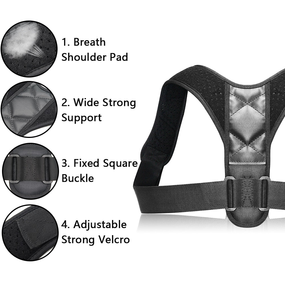 Adjustable Back Posture Corrector Clavicle Spine Back Shoulder Lumbar Brace Support Belt Posture Correction Prevents Slouching